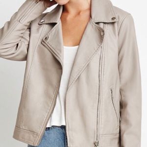 Forever 21 Taupe Gray Faux Leather Moto Jacket